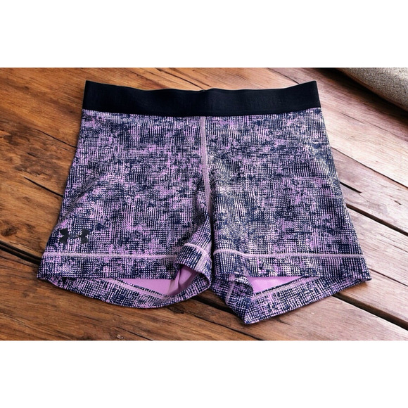 Under Armour Compression Heatgear Shorts Sz Small Purple Athletic Fitted Running - Picture 1 of 5
